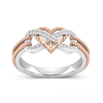 Hot Selling New Jewelry Two-Color Love Girl Ring Fashion Personalized Ring Factory Direct Sale